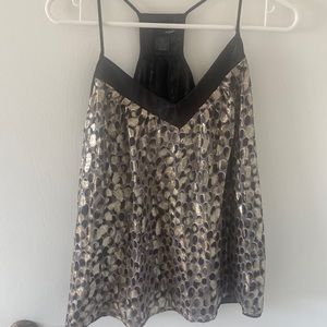 AQUA by Bloomingdale’s - Silk Gold & Black Shimmery Tank